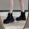 Large Size Autumn and Winter Korean Version Thick-soled Short Tube Martin Boots Female Internet Celebrity Fashion Leather Boots Casual Muffin Bottom M