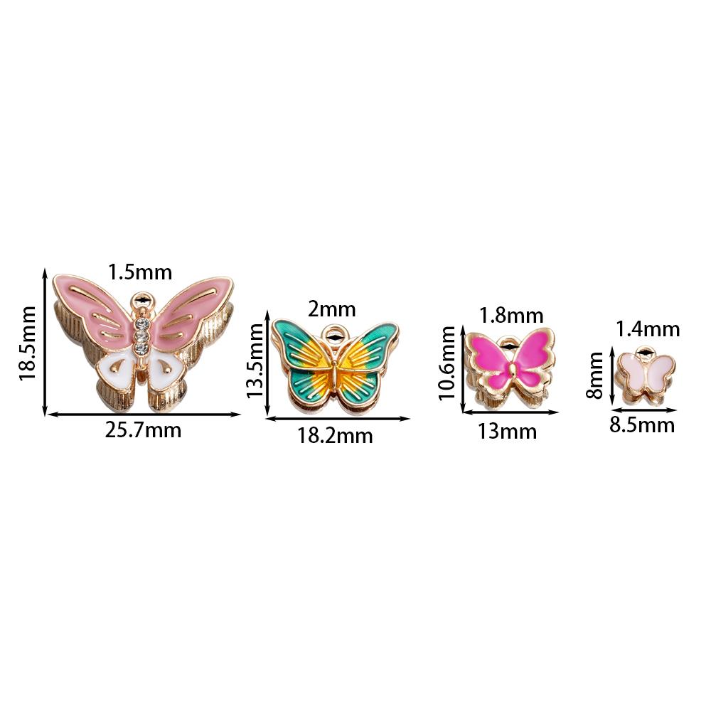 4Pcs/Lot 4 Styles Alloy Metal Drop Oil Butterfly Charms Animal Pendant For DIY Bracelet Necklace Jewelry Making Accessories