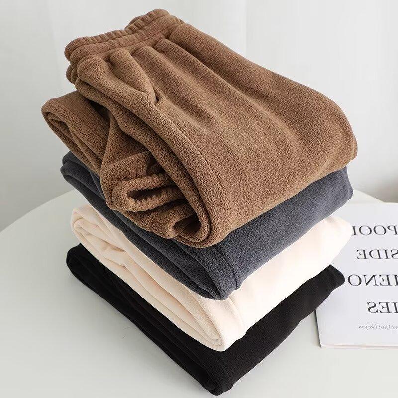 Pantaloni de trening din fleece dublu față pentru bărbați - Mărimi mari, Căptușiți cu catifea, Groși, cu manșete, Sportivi, Casual