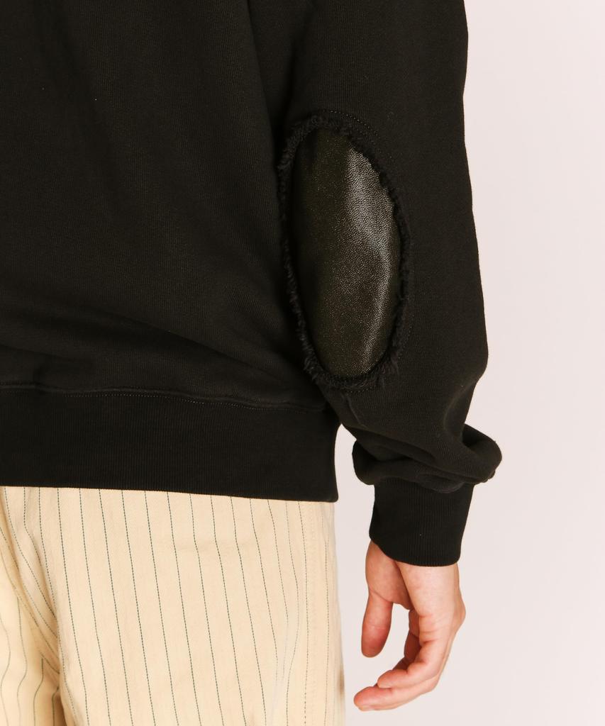 Schott Leather Elbow Patch Zip Hooded Sweatshirt, Men's, Size M, 010, Black, 782-5231003