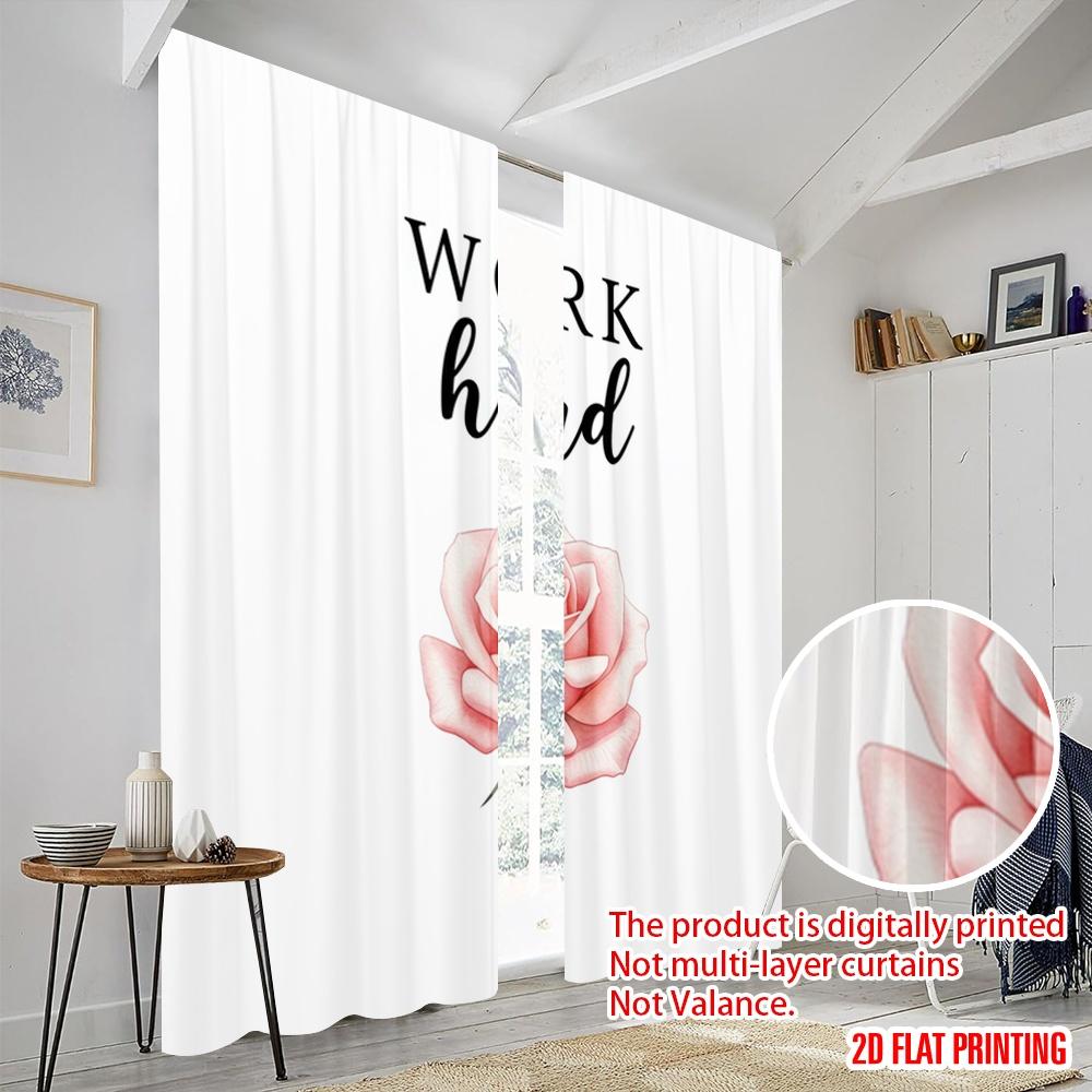 2pcs 2D flat printing Drapes Floral Rose Work Hard Fabric Without Electricity 0 for Indoor Celebrations Room Garden