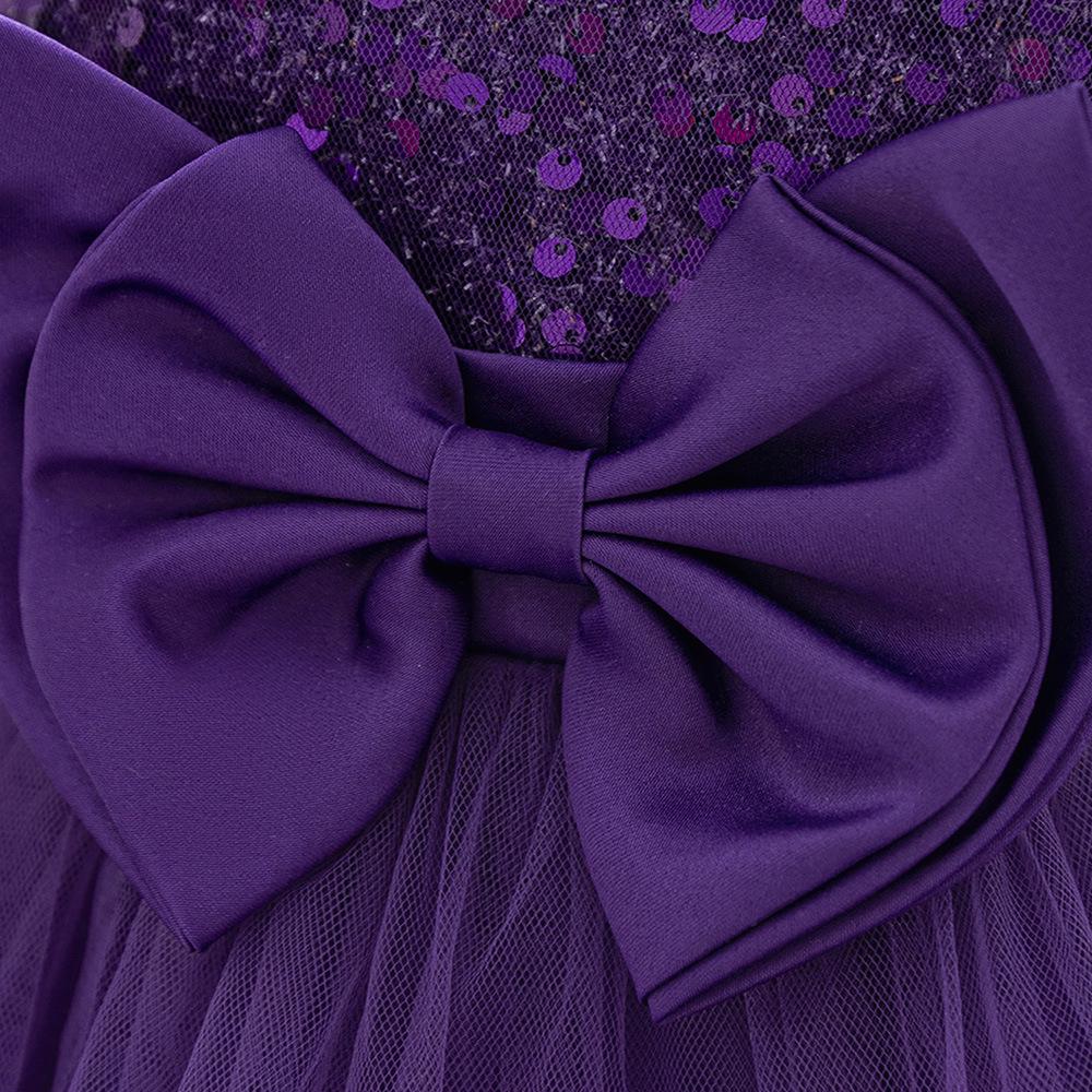 Robe de princesse en tulle à paillettes et nœud pour le premier anniversaire de bébé fille, pour banquet et baptême