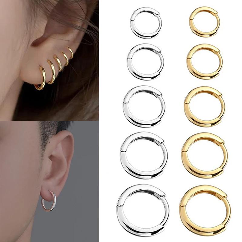 LATS 2024 New Simple Stainless Steel Small Hoop Earrings for Women Men 8mm To 20mm Round Cartilage Ear Piercing Fashion Zircon