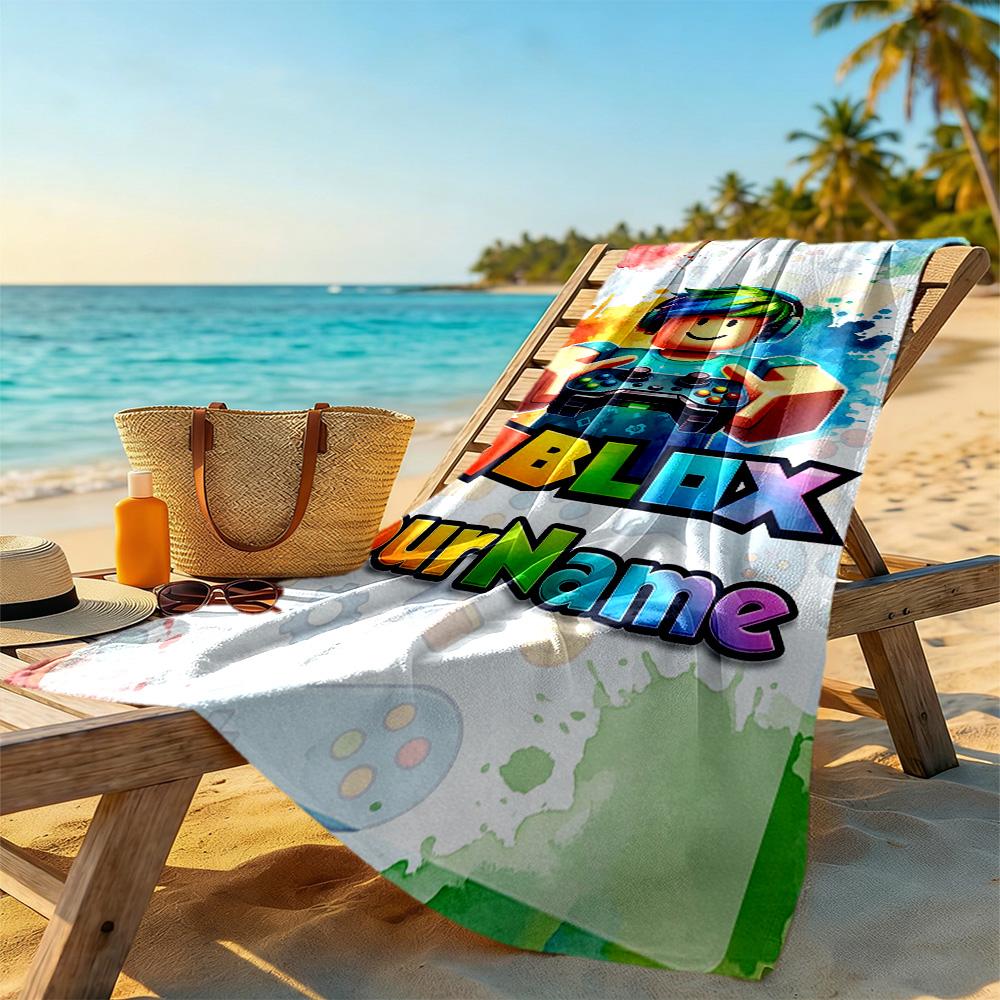 Roblox Personalized Text Beach Towel Super Soft & Absorbent Perfect for Traveling Yoga Camping and Swimming