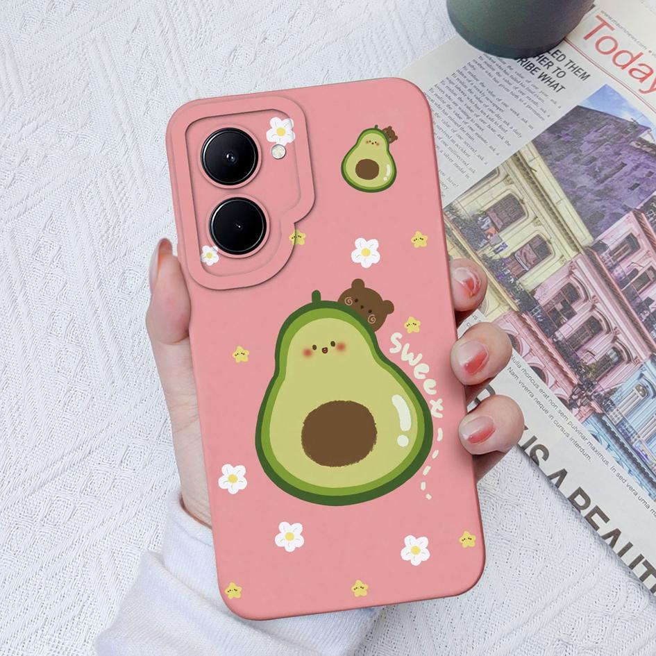 For OPPO Realme GT Neo2 3 C33 C55 C35 C20 C30 C31 Case Fashion Flower Avocado Protective Square Liquid Silicone Soft TPU For Realme Funda Coque Bumper