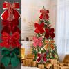 Christmas Decorative Knots 25x25cm Red Velvet Ribbon Bows Large Size Plush Bow Flower Craft Christmas Tree Ornaments Deco Noel