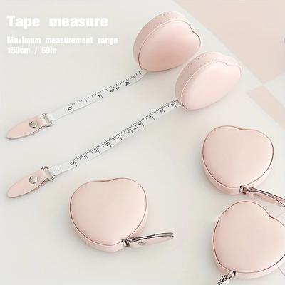 1pc Multi-Functional PU Leather Pink Love Small Tape Measure - Waist and Bust Measuring Cloth Ruler for Home Use 1.5 Meters Long