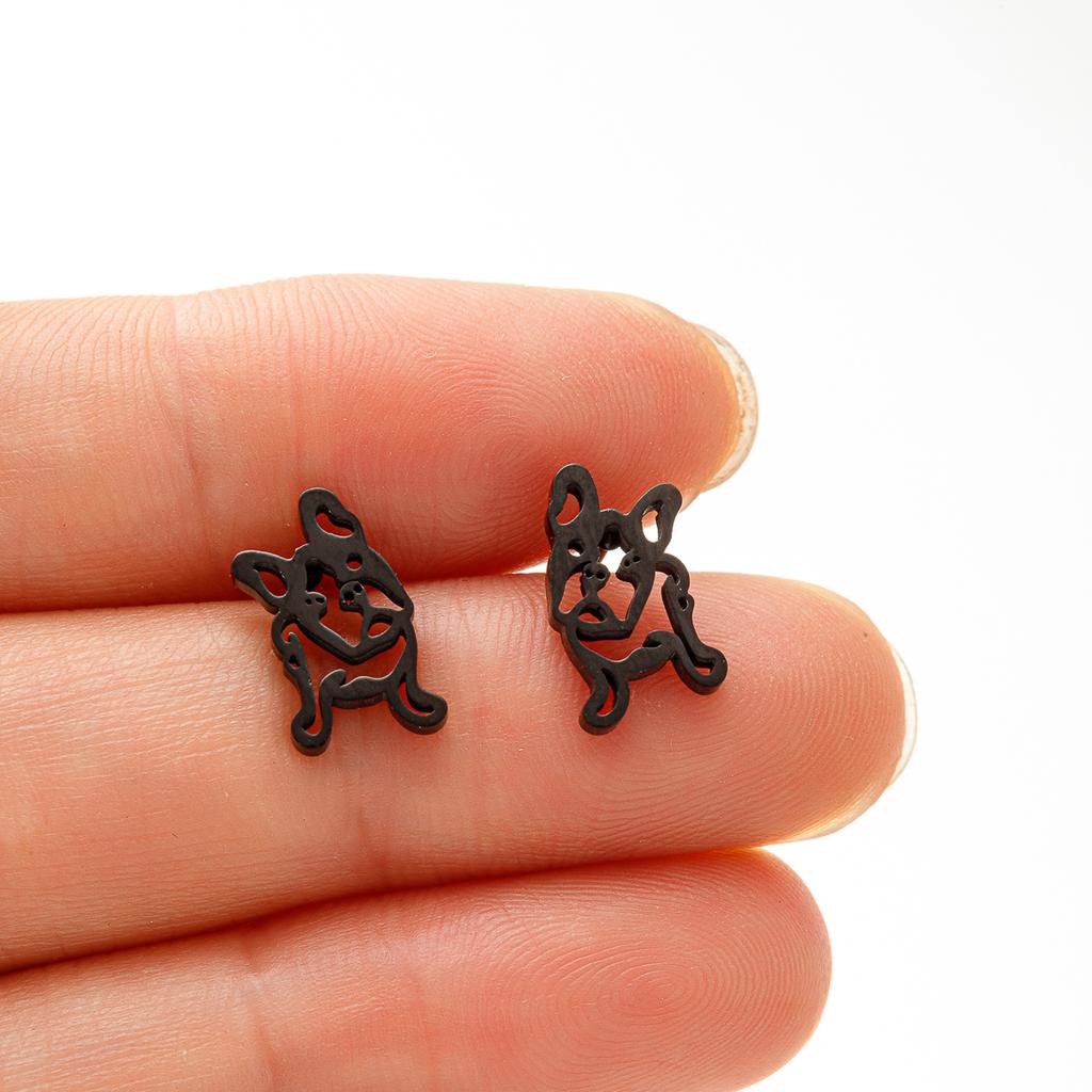 Piercing al trago in acciaio inossidabile Bulldog francese Orecchini per cani per donne Ragazze Signore Novità Anime Gioielli all'ingrosso Animali domestici Animali Stud