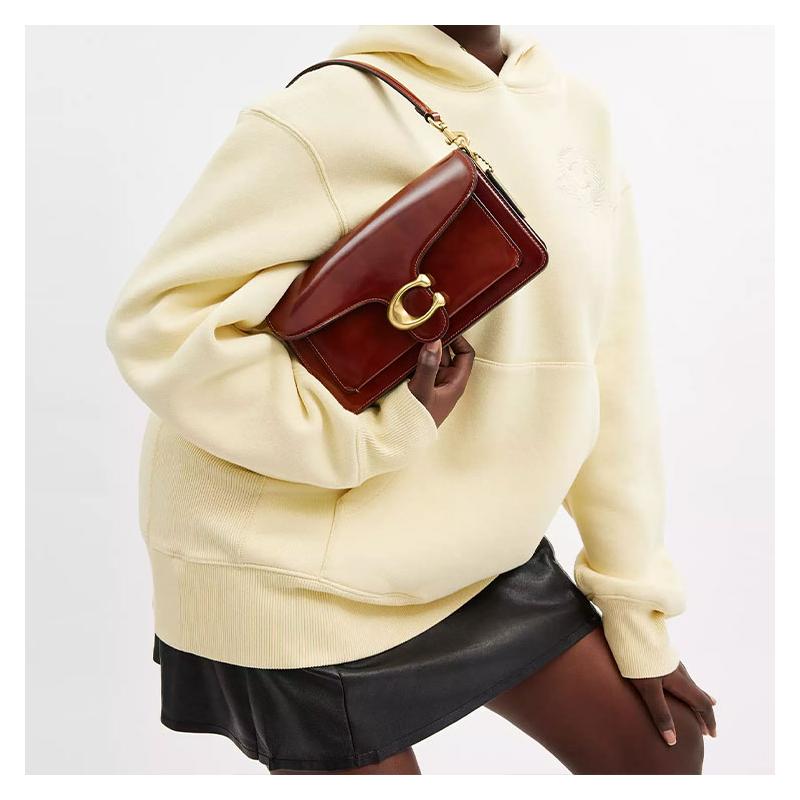 Coach Tabby 26 Gold Hardware Detachable Shoulder Strap Smooth Leather Handy Crossbody Shoulder Bag Medium Women's Dark Brown