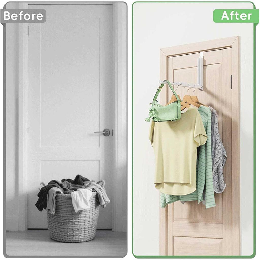 Double Folding Over Door Hooks, Portable Drying Rack for Laundry, Bathroom, Bedroom & Travel Storage ()
