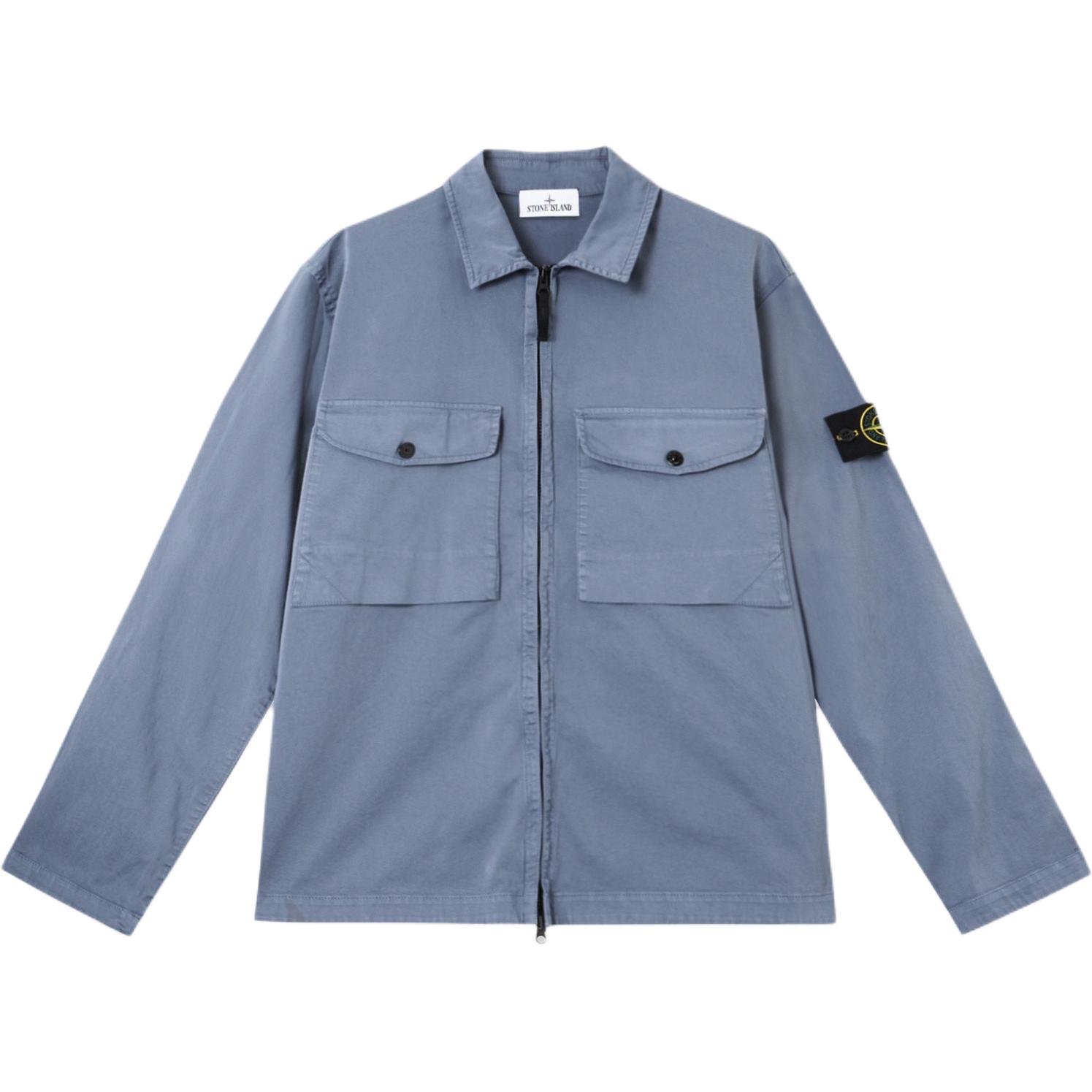 

STONE ISLAND Однотонная куртка-поло с длинным рукавом на молнии Мужские куртки Синяя K1S151200128S0012-V0024 S