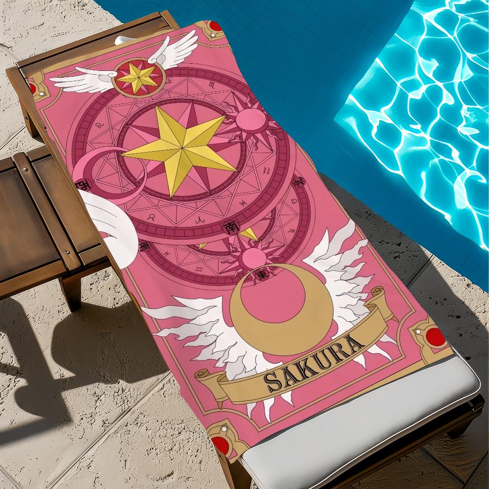 

C-Card-cap-tor ANIME Sakura Towel Beach Quick Dry Soft Pool Towels Gift for Travel Gym Shower Camping sports W30*H60(CM)