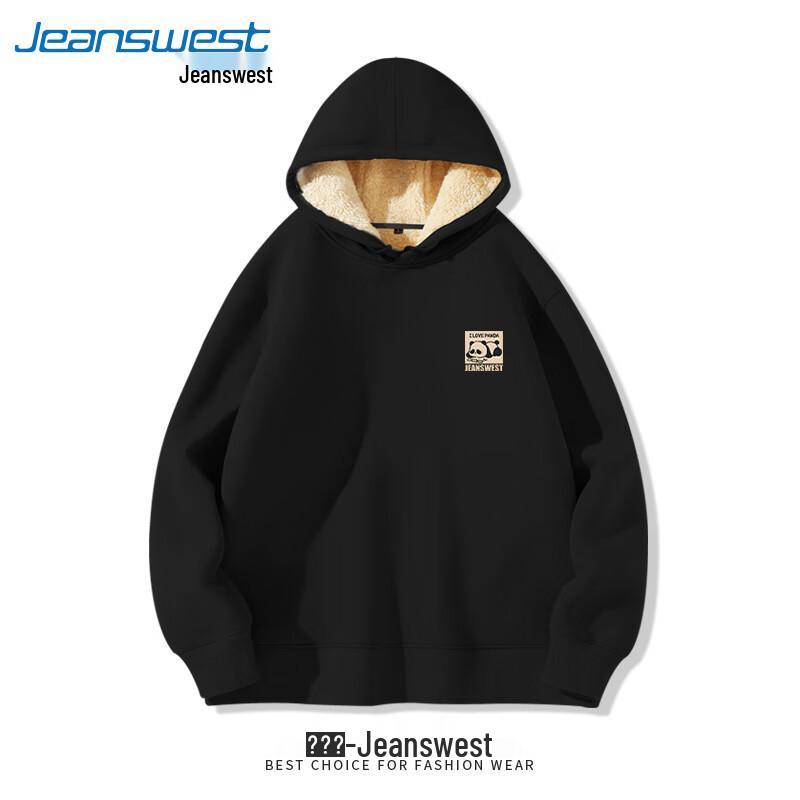 Jeanswest Men's Panda Print Fleece Hooded Sweatshirt