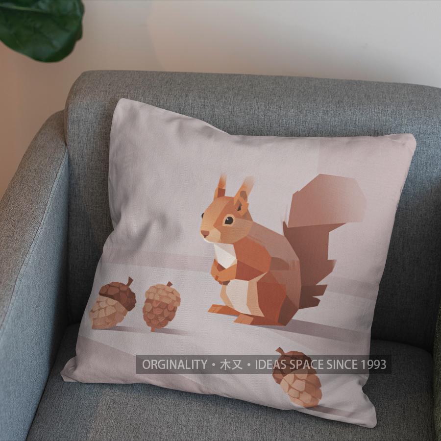 2D Geometric Squirrel Pattern Throw Pillow Cover Pattern Cushion Cover Suitable For Sofa Bedroom Car Pillow Cover