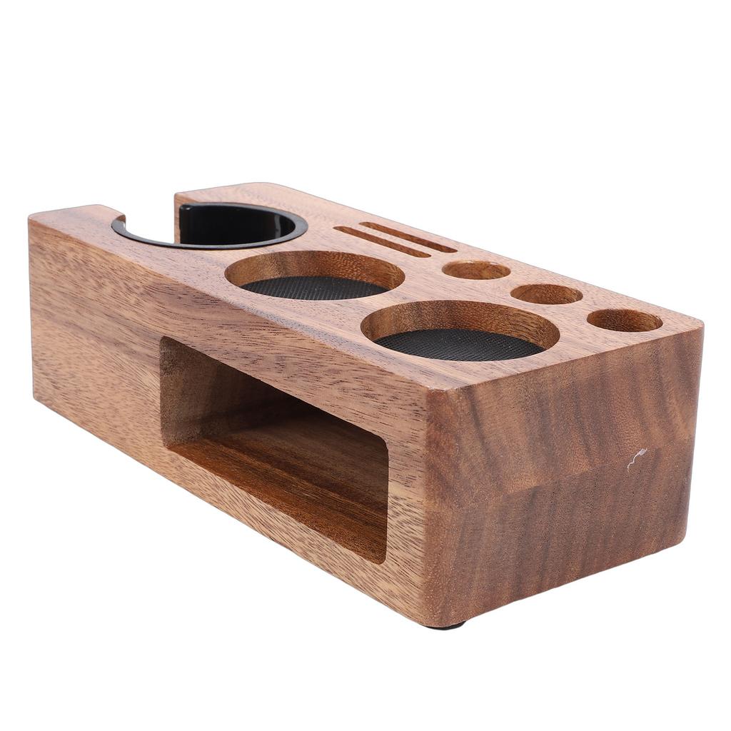 Coffee Tamping Station Wooden Anti Slip Coffee Portafilter Holder Tamper Stand for 51 to 58mm Portafilter Home Kitchen