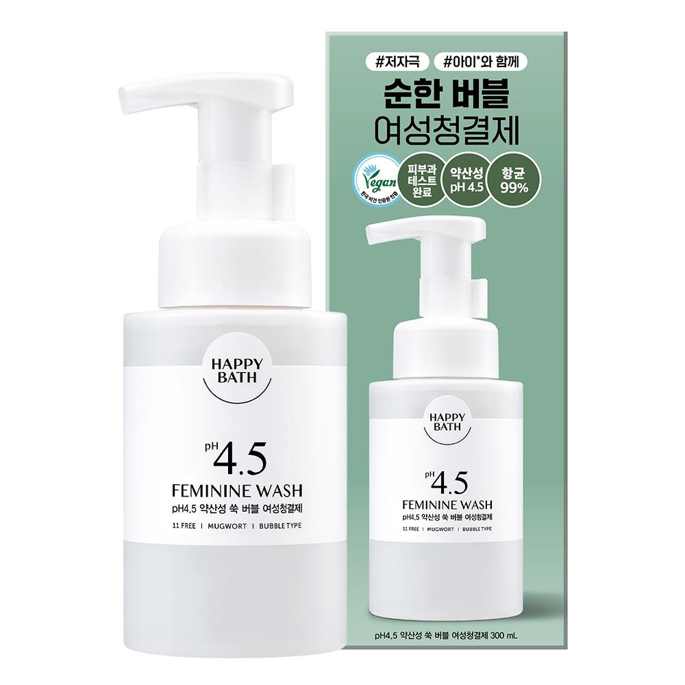 Happy Bath pH 4.5 Mildly Acidic, Low-Irritation Feminine Cleanser 4 Types (Rose/Mugwort)