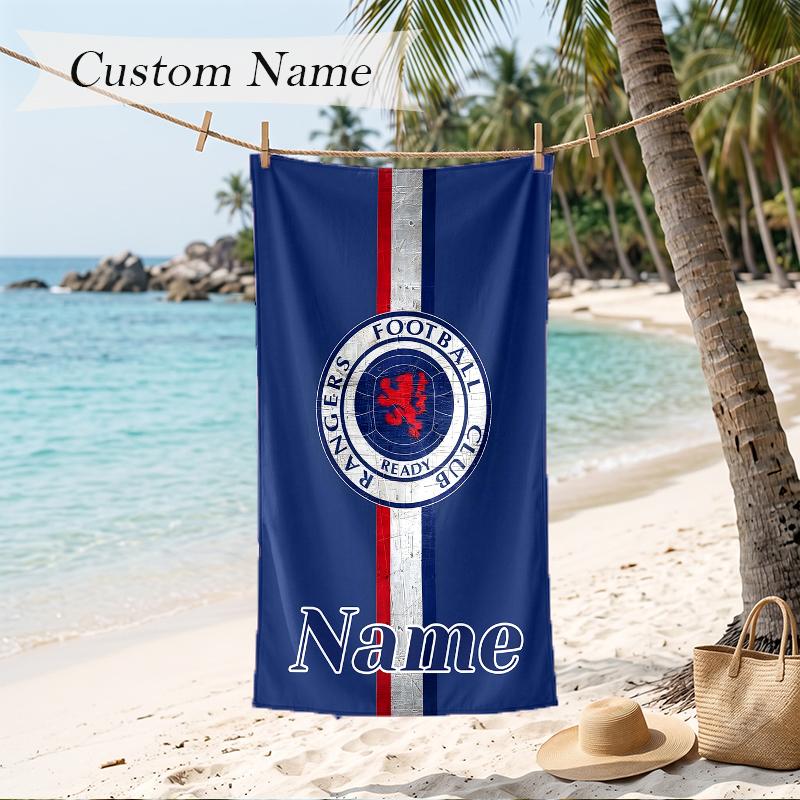 rangers fc Custom Name Printed Beach Towel Personalized Soft Towel For Swimming Beach Travel