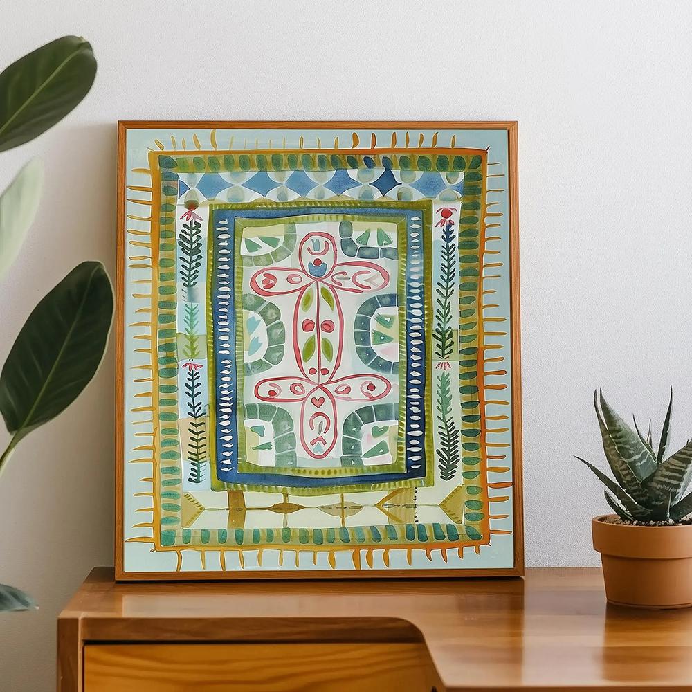 Green Two Prints Abstract Art Watercolor Painting Boho Decor Bedroom Poster Nordic Retro Canvas Painting Wall Art Pictures