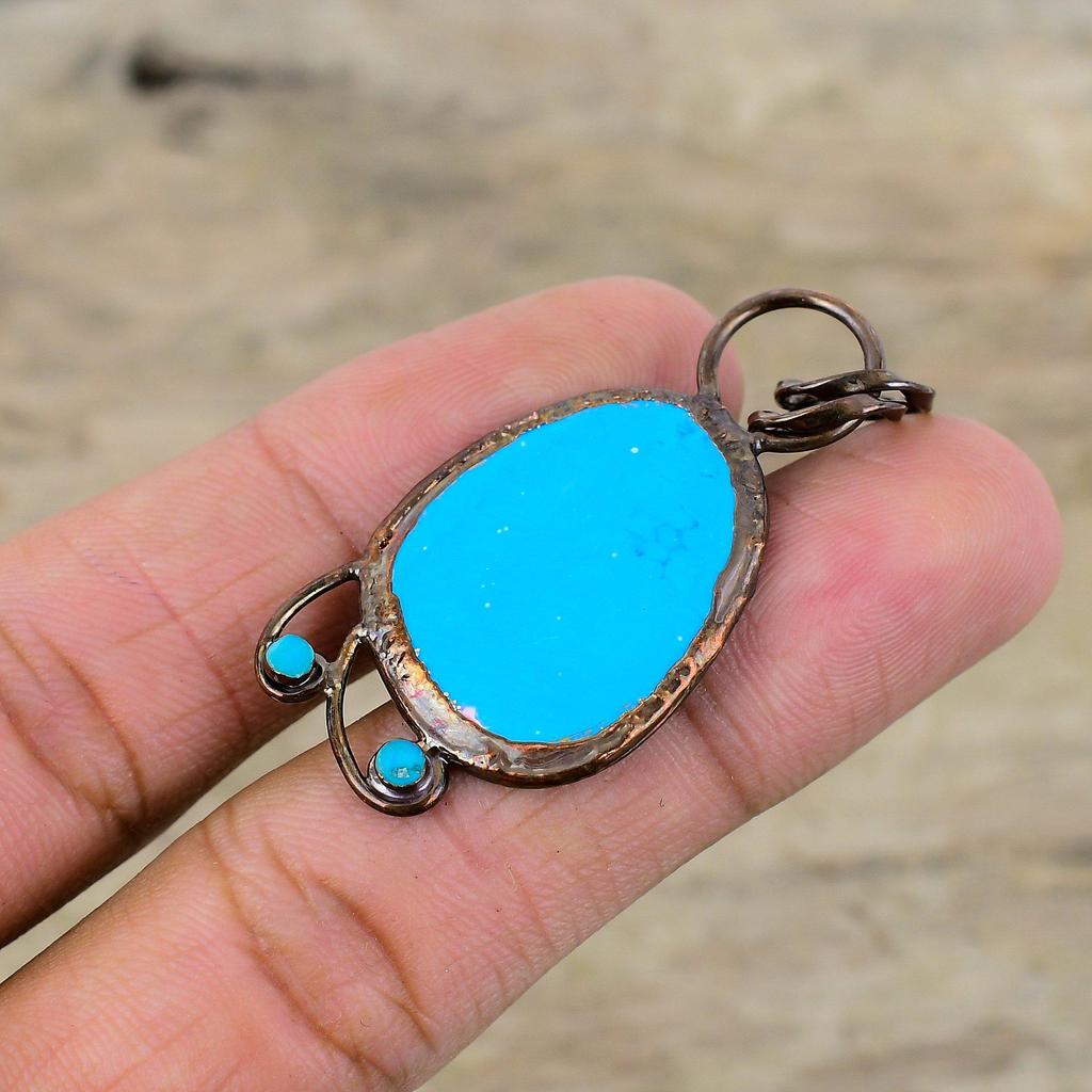 Arizona Turquoise Gemstone Pendant Electroformed Copper Pendant Handmade Pendant Electroformed Jewelry Gift For Her Beautiful Copper Jewelry