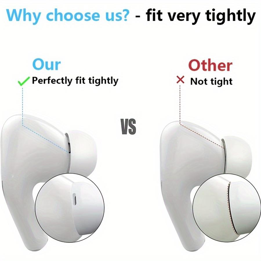 4 Pairs Silicone Ear Tips & 2in1 Earphone Cleaner Brush Tools for Airpods Pro 1 2 Earphones Wireless Noise Reduction Pad BT Earp
