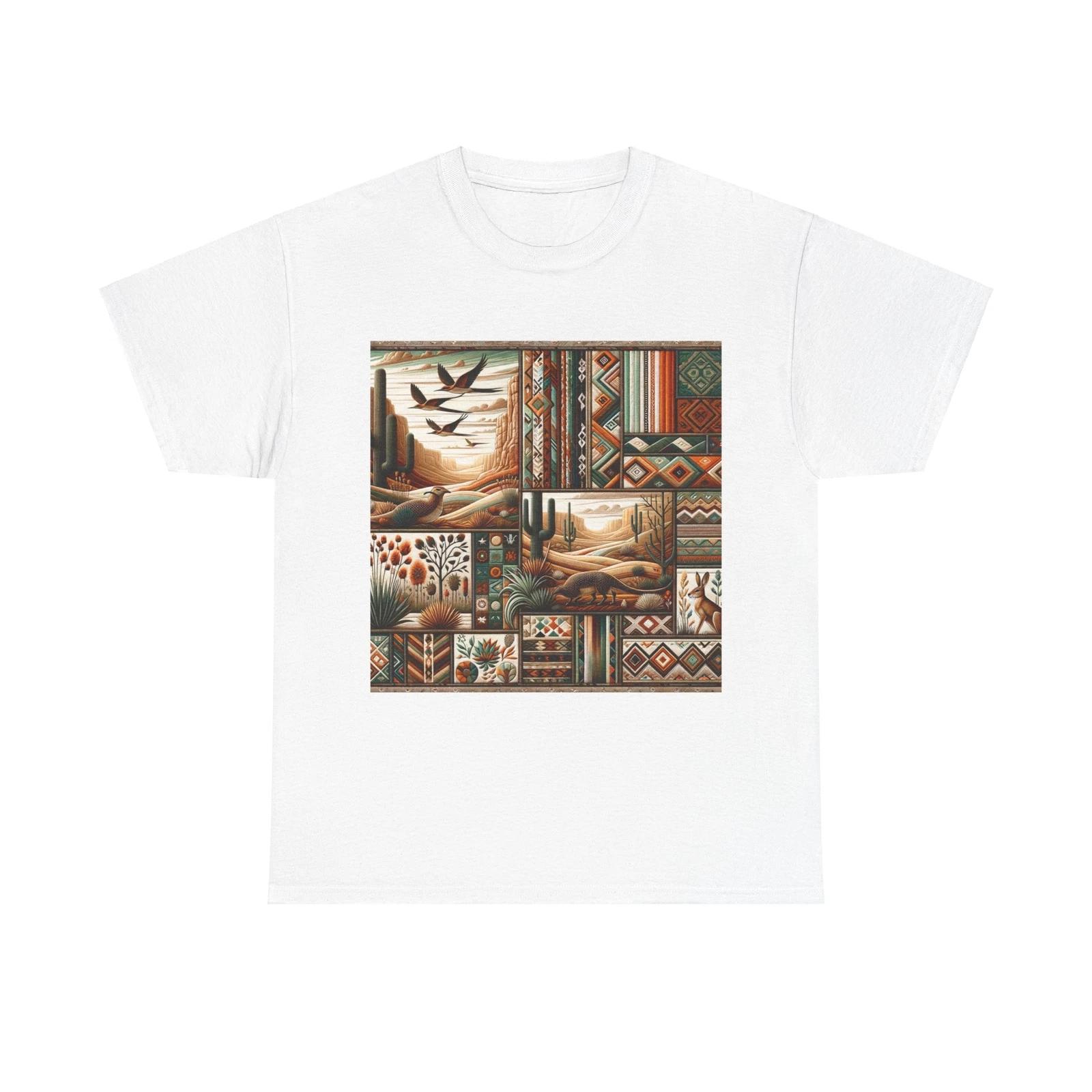 Unisex Adult T Shirt Southwestern Textile Wall Hanging Fabric Art 2XL
