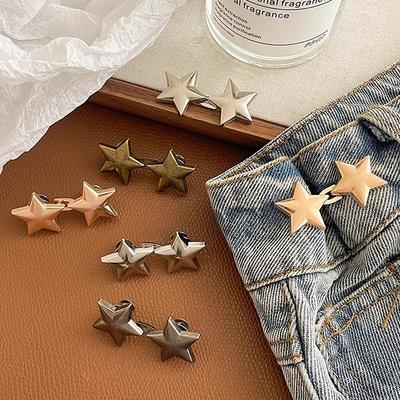 1Pcs Star Adjustable Pants Fastener Clips For Pants Pin Retractable Waist Button Loose Button For Jeans Perfect Fit Reduce Waist