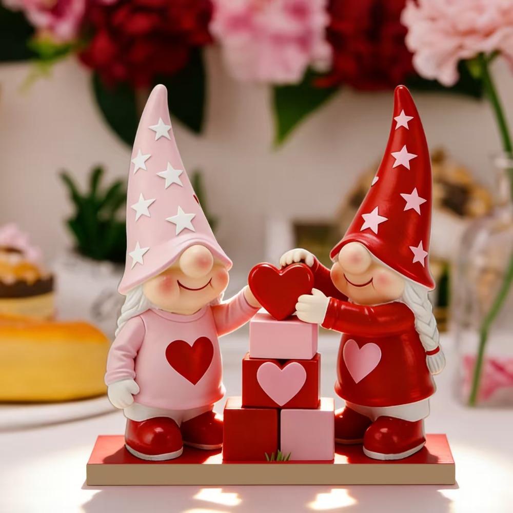 5D Valentine's Day Elf Ornament Wooden Valentine's Day Decoration Dwarf Elf Ornament  Home Decor