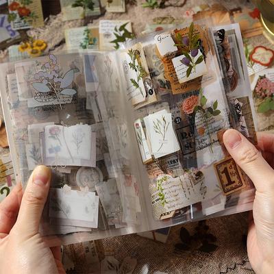 20 Blatt Stickerbuch, Stickerheft zum Naturthema, Vintage Deco Sticker, Scrapbooking-Sticker, Bullet-Journal-Sticker