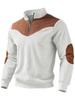 Men's Retro Stand-Up Collar Ribbed Pullover - Half-Zip, Warm Patchwork for Autumn/Winter Christmas Gift