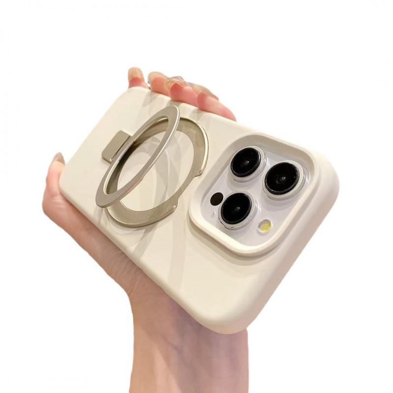 Liquid Silicone Phone Case With Magnetic Mount Stand IPhone 16 Pro Max 15 14 13 Series Soft TPU Cover Anti-Slip Shockproof