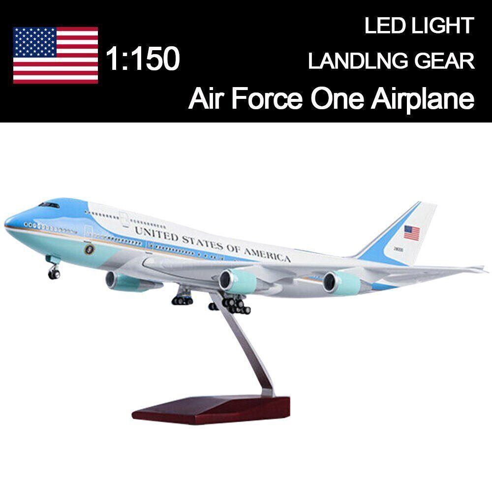Diecast Resin Airplane Model Air Force One Plane B747 Model Plane collection 1:150 Scale 47CM Jet United States Airlines W LED