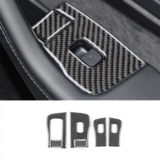 For Tesla Model 3 Y 2017- Set Carbon Fiber Door Window Lift Button Cover