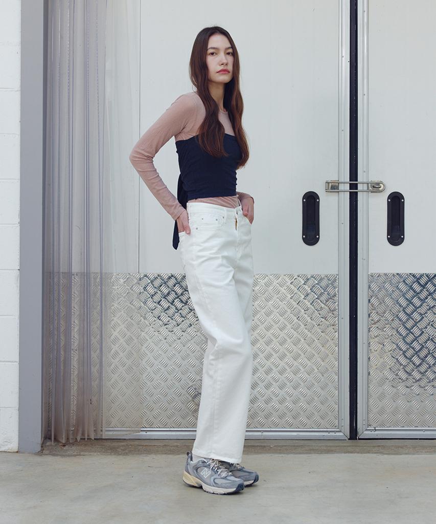 JBYRARA Straight Fit Cotton Denim Pants_White