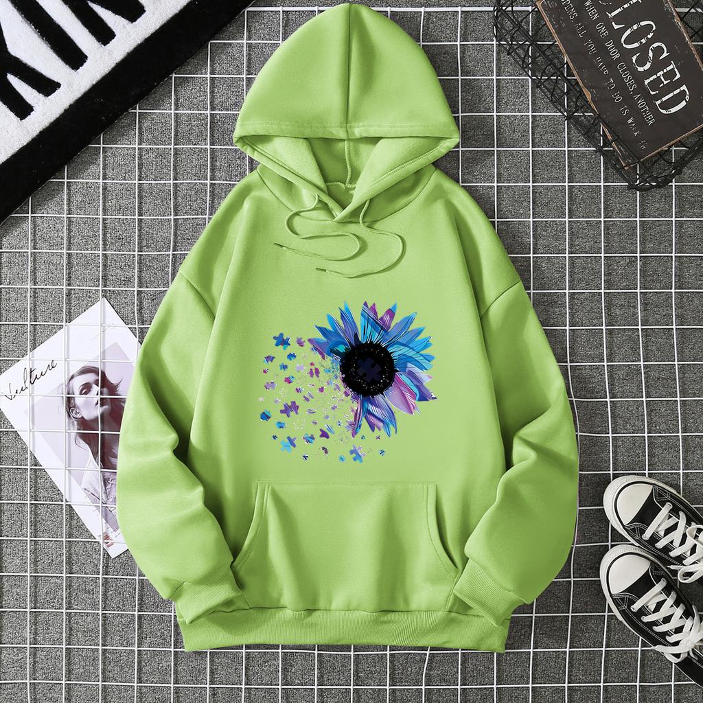 Sudadera con capucha holgada de manga larga con forro de terciopelo para otoño e invierno 7029