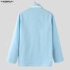 INCERUN Men Tie Lapel Neck Long Sleeve Solid Buttons Up Casual Oversized Shirts