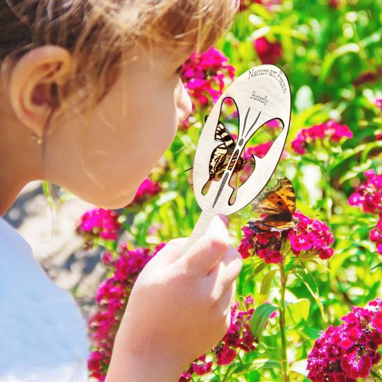 Wooden Nature Art Frame Hollow Butterfly Bee Ladybug Frame Photography Prop Educational Toy for Kids Photography Enthusiasts