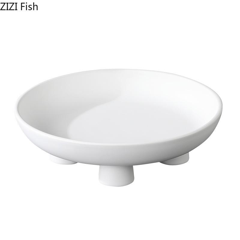 Creative Round Fruit Bowl Snack Dessert Plate Fruits Plate Ceramic Storage Tray Living Room Coffee Table Household Fruit Tray