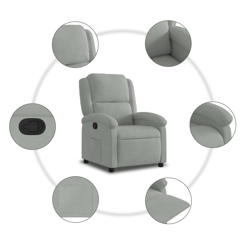 Vidaxl Fotel Rozkładany, Jasnoszary, Obity Aksamitem