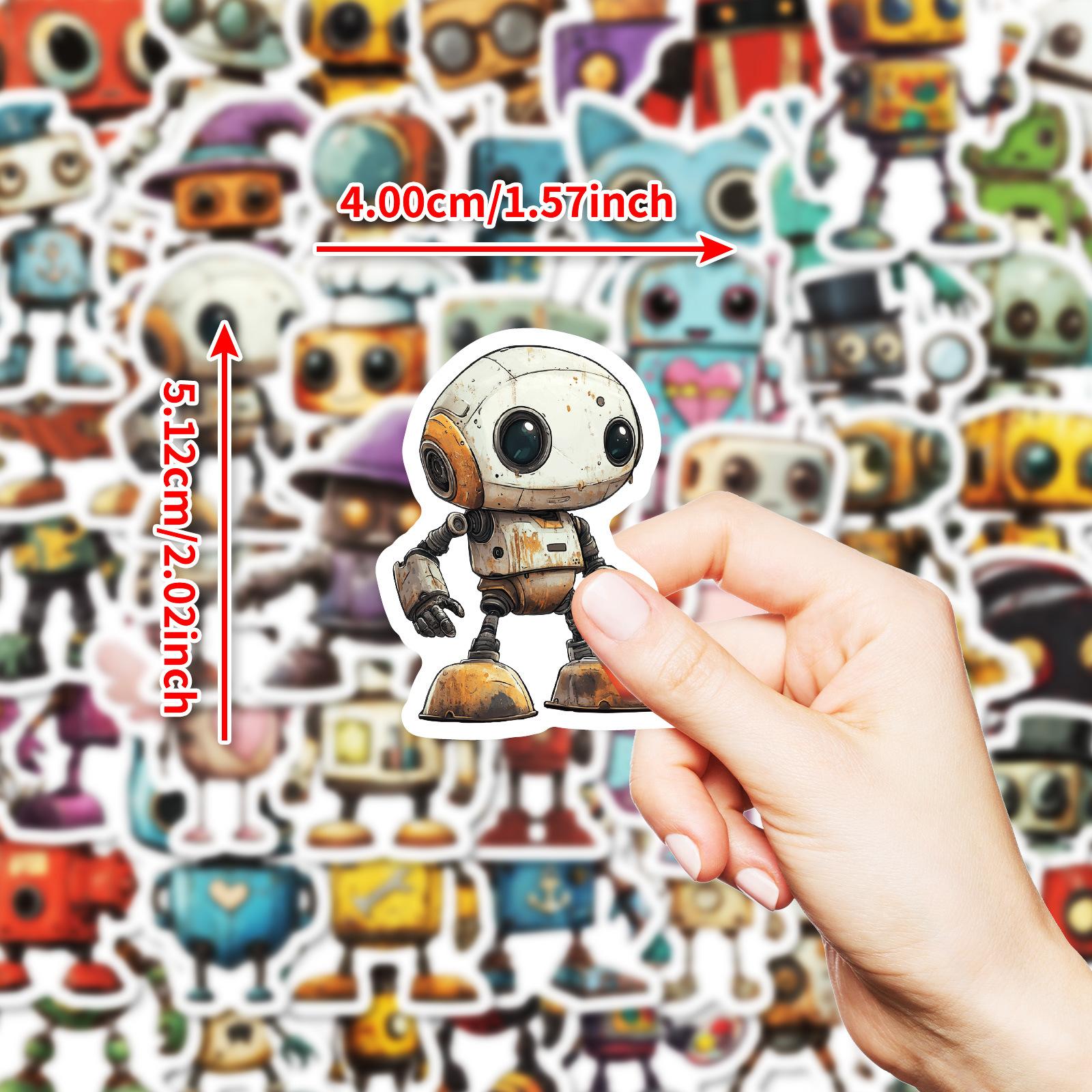 

50 милых наклеек с изображением глупых роботов делают старые машины водонепроницаемыми декоративными наклейками