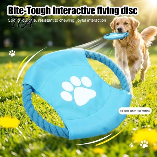 Daily Exercise Pet Toy Fabric Dog Flying Disc, Cotton Rope Interactive Tug of War Tough Fetch for Small Medium And Large Breeds, Outdoor Training Play