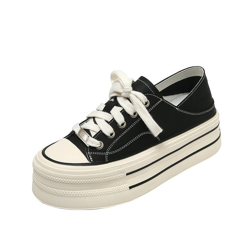 White women wear spring new heightened thick-soled soft-soled muffin temperament casual shoes canvas shoes women