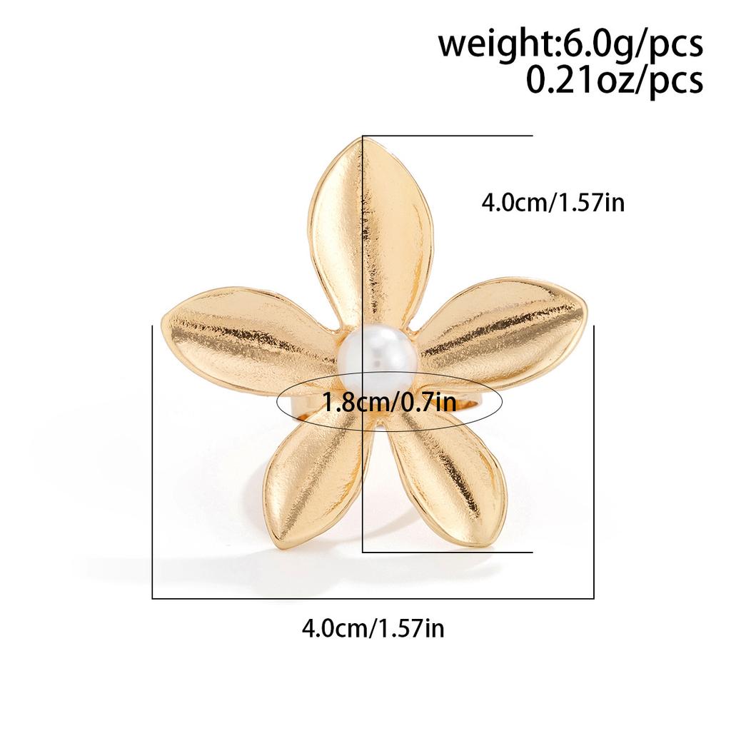 DIEZI French Style Irregular Flower Pearl Rings For Women Men Geometric Gold Silver Color Knuckle Joint Ring Jewelry  New