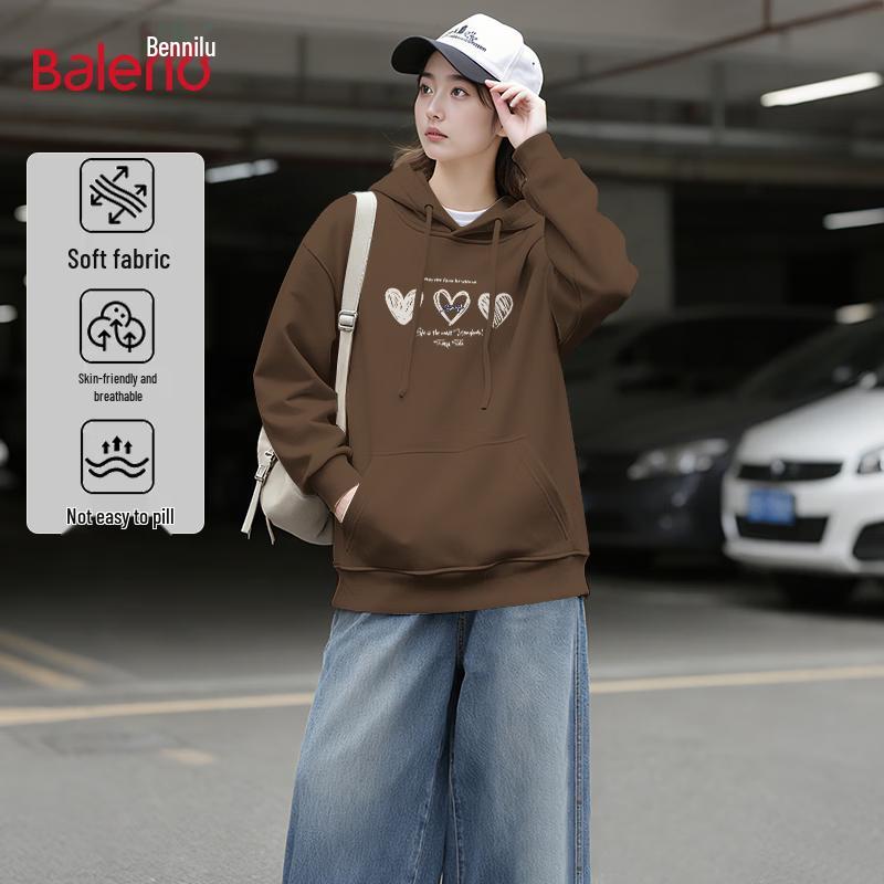 Baleno Unisex Oversized Hooded Sweatshirt with Heart Print