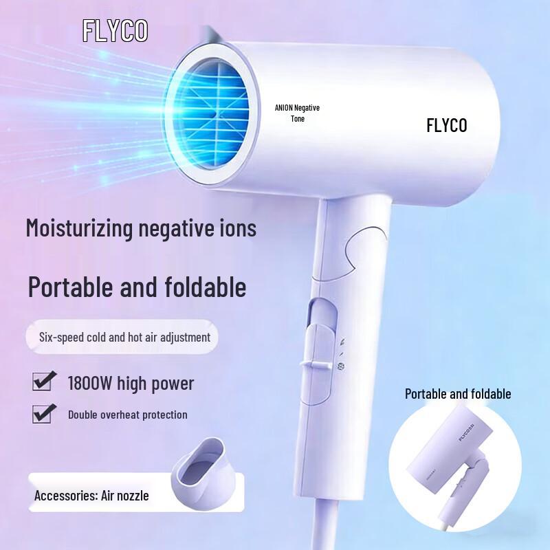 FLYCO FH6277 Negative Ion Foldable Hair Dryer CN plug (adapter included)