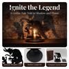 Festive Tabletop Atmosphere Light Halloween Shadow Candle Holder, Spooky Ghost Skull Candlestick Decoration, Stable Wooden Tealight Holder Vintage Tea