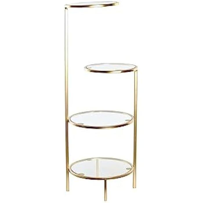 Hylle - DKD Home Decor - Standard - Metall og glass - Gullfarget - 30 x 32,5 x 86 cm