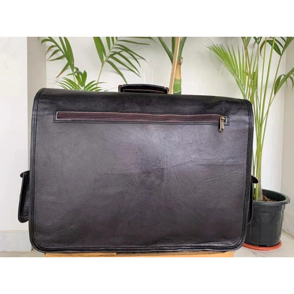 Men's Laptop Briefcase Leather Vintage Black Messenger Shoulder Bag