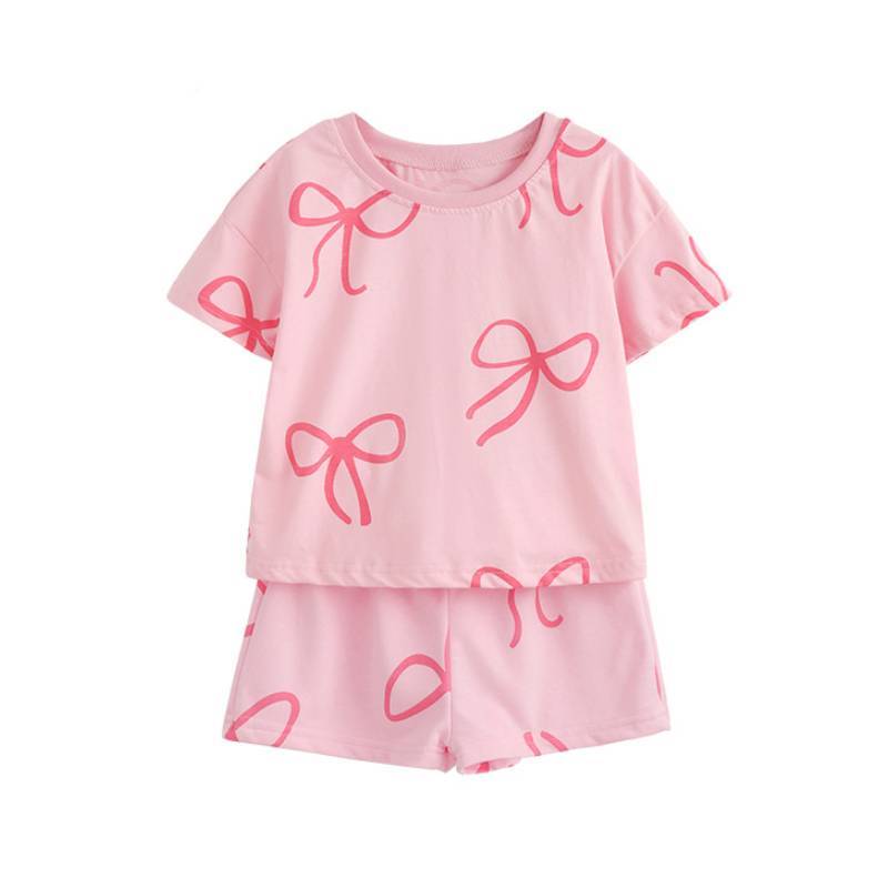 Girl Summer Outfit Twopiece Cotton Cartoon Dress Set For Kids