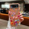 For Samsung Galaxy Z Flip 6 5 4 3 5G Luxury Leather Phone Case Retro Flowers Soft TPU Folding Cover For Samsung Z Flip5 Flip3