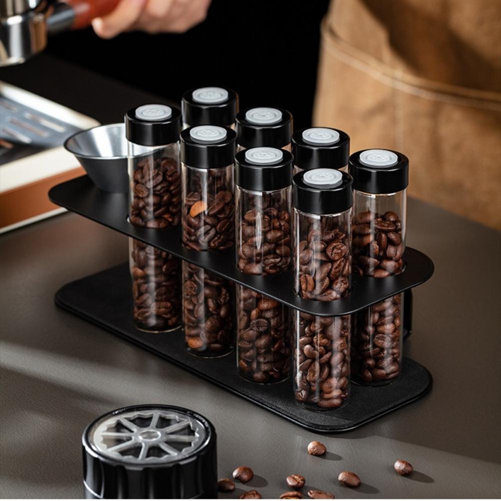 Coffee Bean Sealed Jar Display Rack Transparent Storage Tube with One-way Exhaust Valve Airtight Aroma Jar for Coffee Storage KFS-fc98